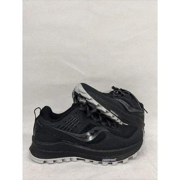 NEW Saucony Xodus 10 PWRTRAC S10555-20 Running Shoes •Size 5 ALL BLACK