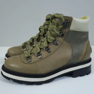 NEW Sorel Lennox Waterproof Hiking Boot Shoe Stone Green Leaf Leather Size 5.5