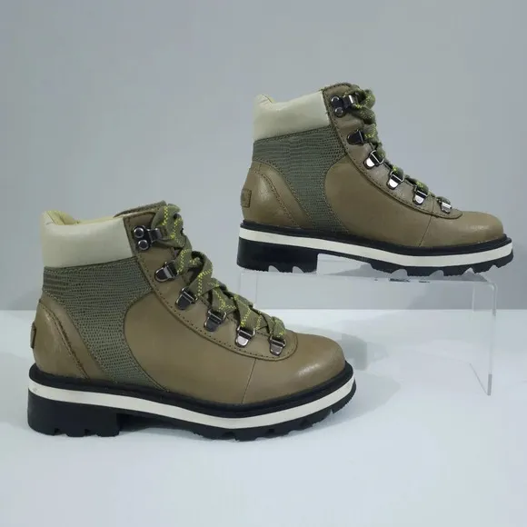 NEW Sorel Lennox Waterproof Hiking Boot Shoe Stone Green Leaf Leather Size 5.5