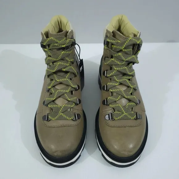 NEW Sorel Lennox Waterproof Hiking Boot Shoe Stone Green Leaf Leather Size 5.5