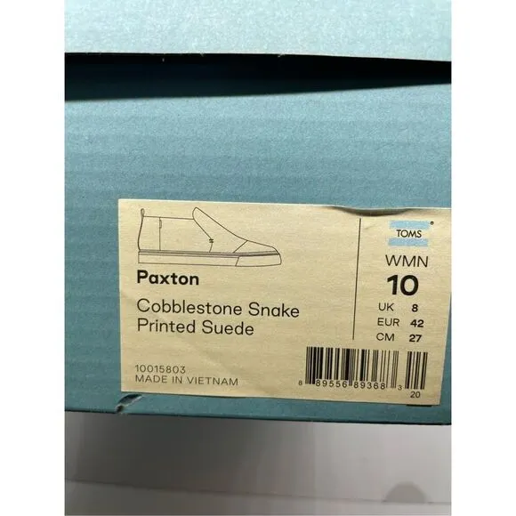 New TOMS Paxton Cobblestone Snake Printed Suede Women’s Chukka Size 10