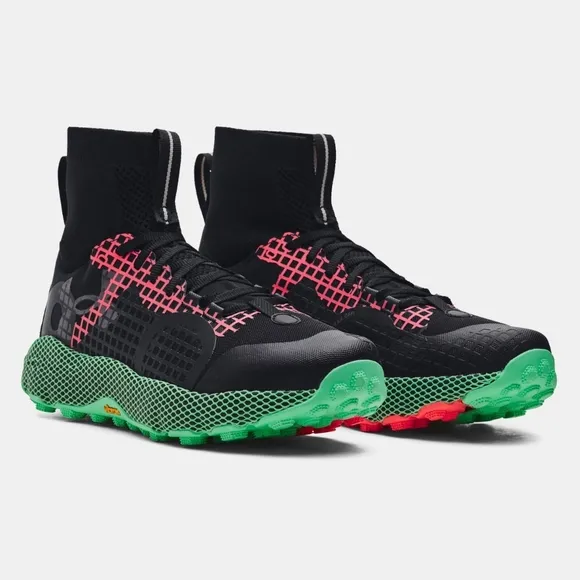 NEW Under Armour Black/Pink/Green UA HOVR DS Ridge Trek Trail Running Shoes 10