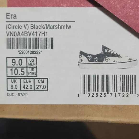 NEW Vans Circle V Era Mens Womens 10.5 Sneakers VN0A4BV417H Black/Marshmallow