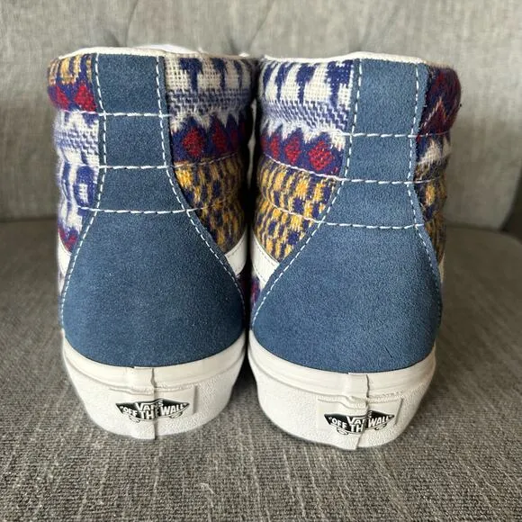 NEW Vans Mens Sk8-Hi Fair Isle Blue High Top Lace Up Skate Sneaker Shoes 5.5