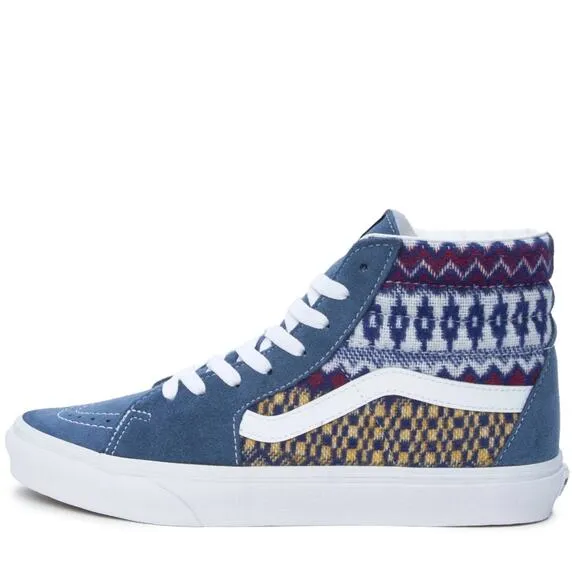 NEW Vans Mens Sk8-Hi Fair Isle Blue High Top Lace Up Skate Sneaker Shoes 5.5