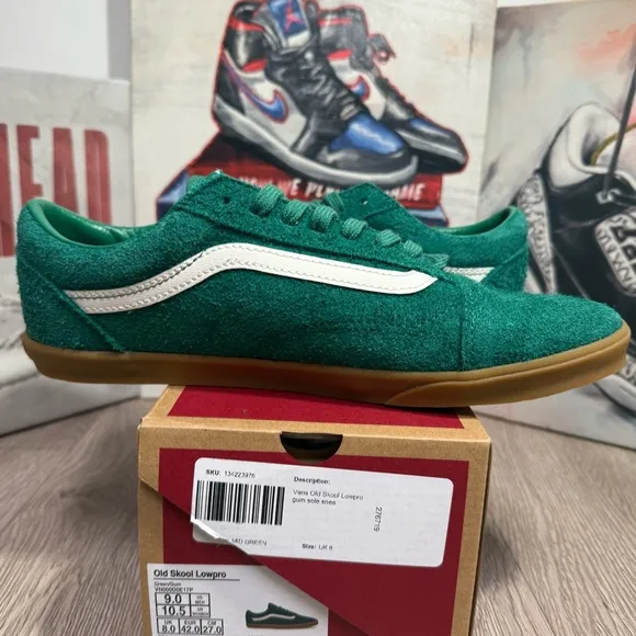 New Vans Old Skool LowPro Green/Gum Sneakers Low-Top Shoes Sizes 8.5, 9, 9.5 Men
