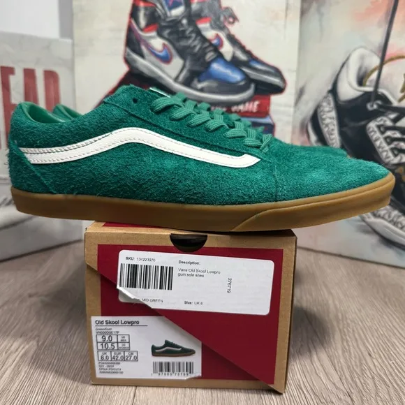 New Vans Old Skool LowPro Green/Gum Sneakers Low-Top Shoes Sizes 8.5, 9, 9.5 Men