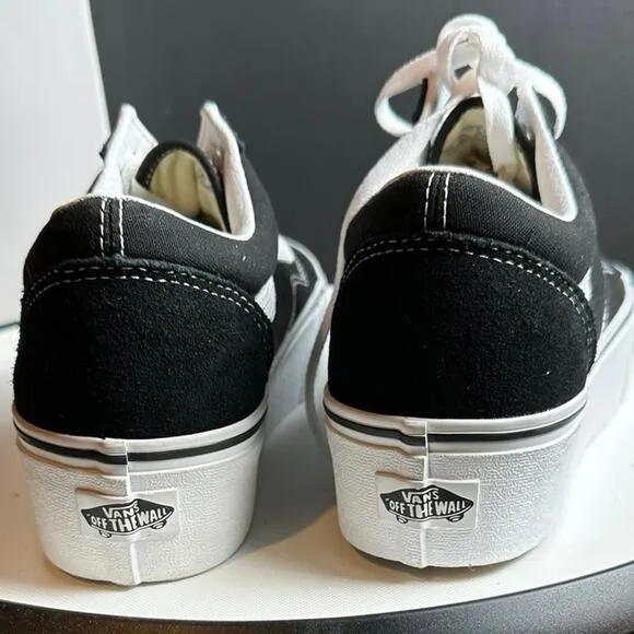 NEW Vans Old Skool Stackform Shoes in classic Black White, Women10.5 EU 42