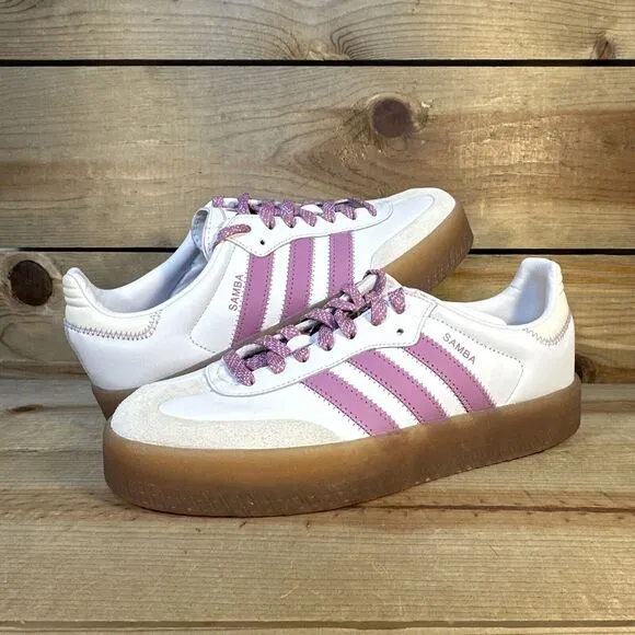 NEW Womens Size 8.5 - Adidas Sambae “White Preloved Purple” Sneakers IE9106 RARE