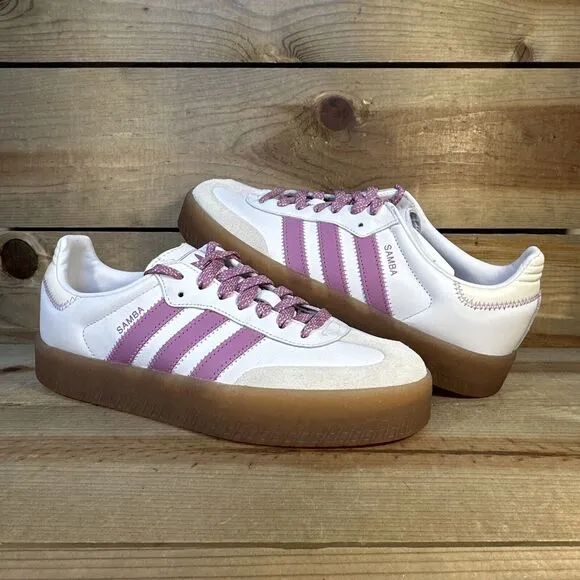 NEW Womens Size 8.5 - Adidas Sambae “White Preloved Purple” Sneakers IE9106 RARE