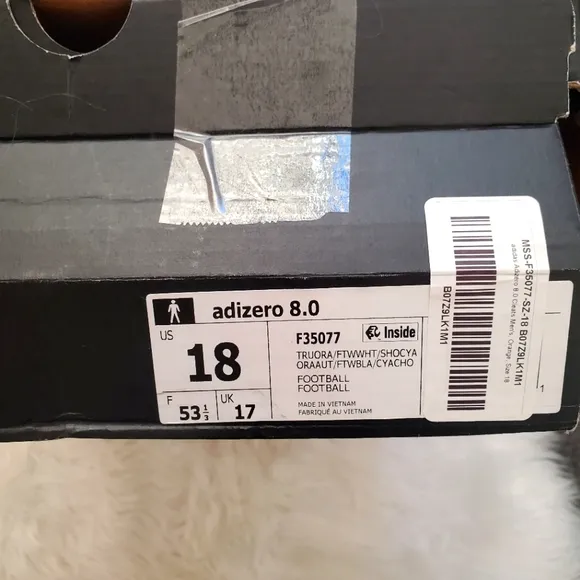NIB Adidas Adizero 8.0 Lightweight Football Cleats, Size 18 Men's