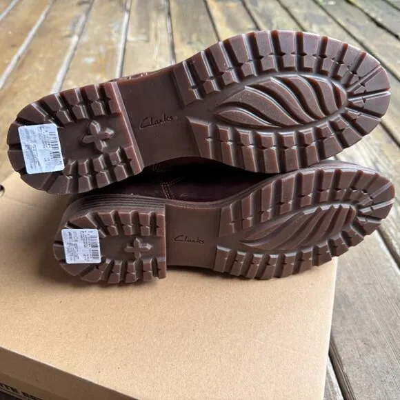 NIB Clarks Aspra Side Zip Buckle Boot in British Tan Leather - Women's 11