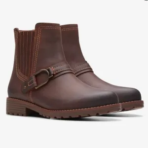 NIB Clarks Aspra Side Zip Buckle Boot in British Tan Leather - Women's 11