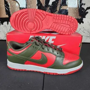 NIB Men's Nike Dunk Low Cargo Khaki Mystic Red-Size 9.5M