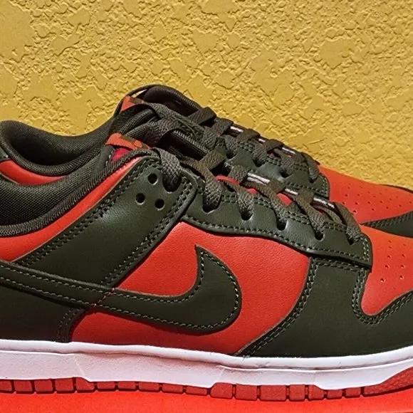 NIB Men's Nike Dunk Low Cargo Khaki Mystic Red-Size 9.5M