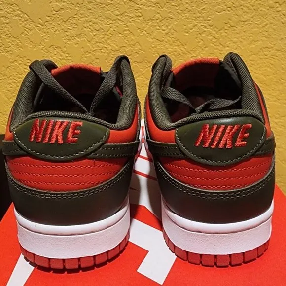 NIB Men's Nike Dunk Low Cargo Khaki Mystic Red-Size 9.5M