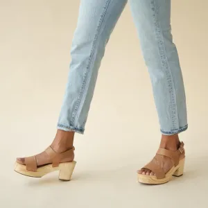 NIB Nisolo x anthropology all day open toe clog in almond new