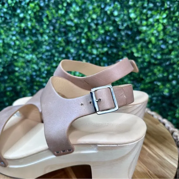 NIB Nisolo x anthropology all day open toe clog in almond new