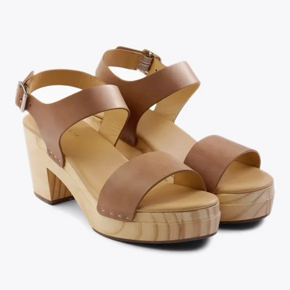 NIB Nisolo x anthropology all day open toe clog in almond new
