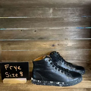 NIB Womens Frye Ivy High Top Black Leather Marble Casual Sneakers Shoes Size 8 M