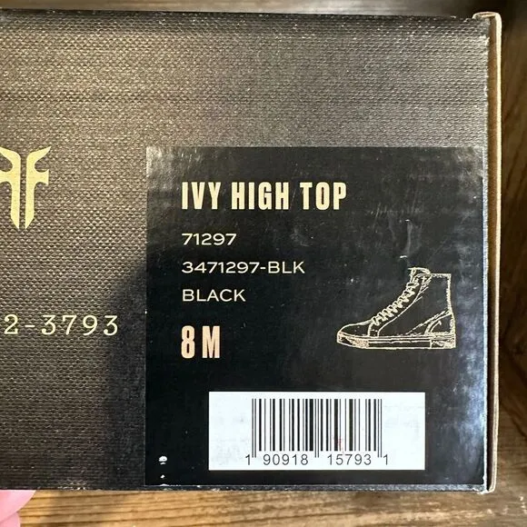 NIB Womens Frye Ivy High Top Black Leather Marble Casual Sneakers Shoes Size 8 M