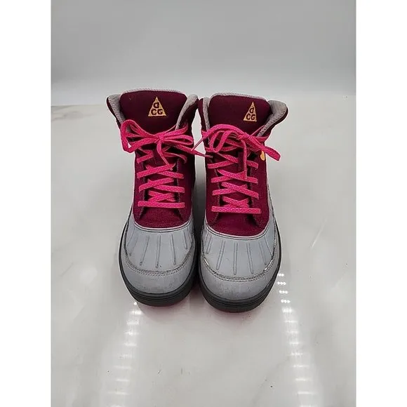 Nike ACG Woodside 2 Rasp Red/Laser Orange Pink High Shoes 524877-601 Girls 5.5Y
