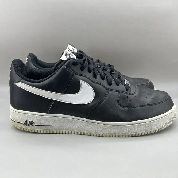 Nike Air Force 1 '07 Low Sneakers Men Size 14 Black White Leather Comfort Shoes