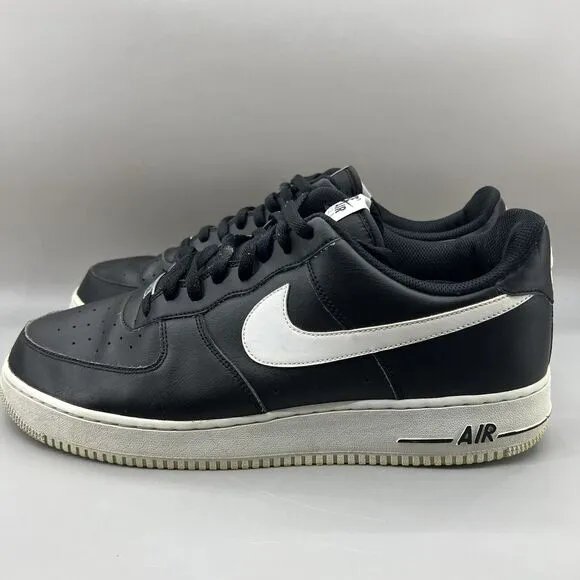 Nike Air Force 1 '07 Low Sneakers Men Size 14 Black White Leather Comfort Shoes