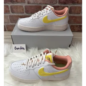 Nike Air Force 1 07 LX Shoes Women's size 10.5 -NEW White/ Yellow -DV2183 100