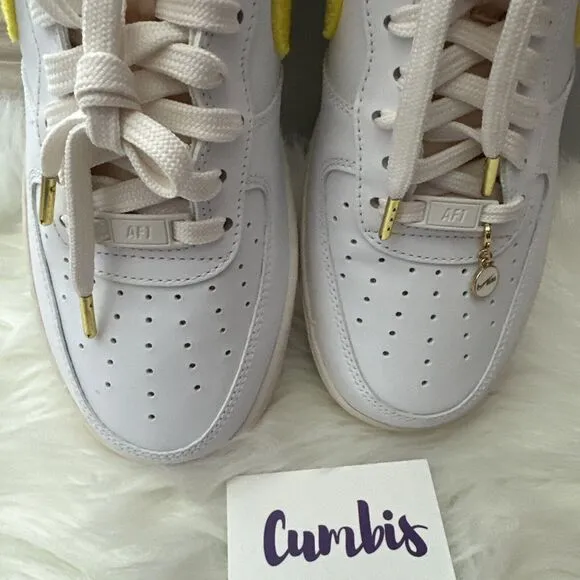 Nike Air Force 1 07 LX Shoes Women's size 10.5 -NEW White/ Yellow -DV2183 100
