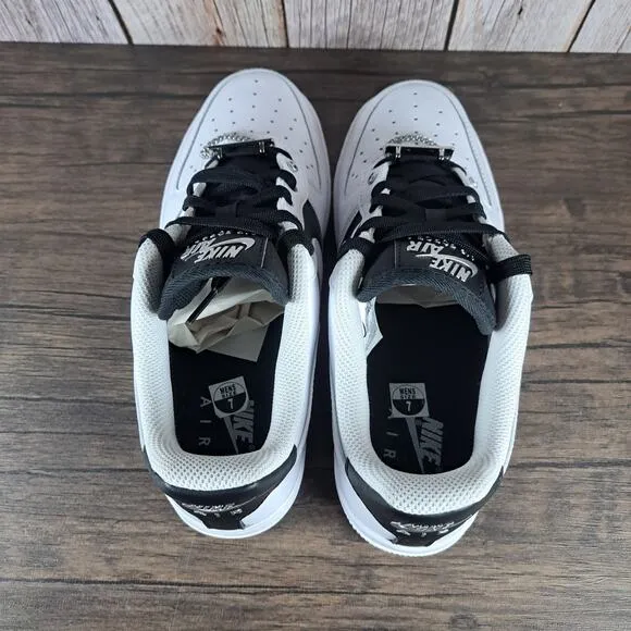 Nike Air Force 1 '07 Premium Silver Chain Men's Sz 7 Women's Sz 8.5 White Black