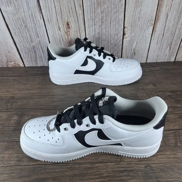 Nike Air Force 1 '07 Premium Silver Chain Men's Sz 7 Women's Sz 8.5 White Black