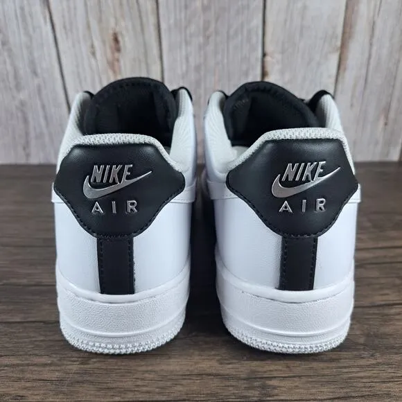 Nike Air Force 1 '07 Premium Silver Chain Men's Sz 7 Women's Sz 8.5 White Black