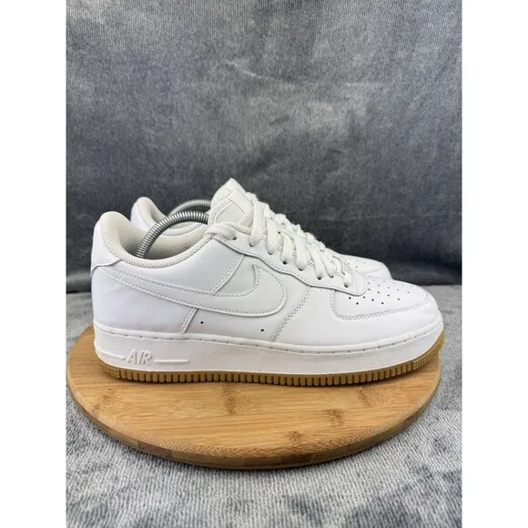 Nike Air Force 1 07 Shoes Men Size 10 Triple White Basketball Gum Bottom Sneaker