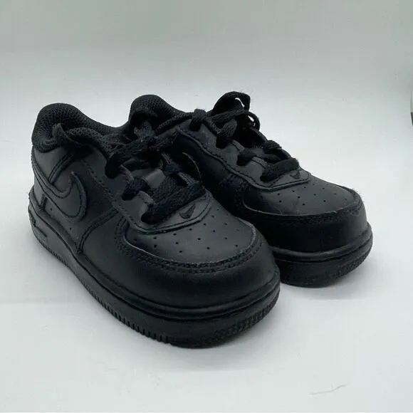 Nike Air Force 1 black kids shoes infant toddler size 6C lace 6 C basketball