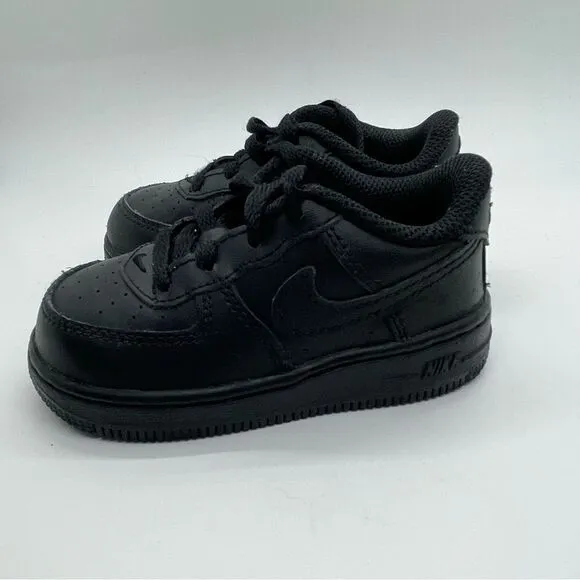Nike Air Force 1 black kids shoes infant toddler size 6C lace 6 C basketball