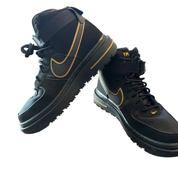 Nike Air Force 1 Boot Cordura Black Wheat High Top Sneakers Shoes Sz 9