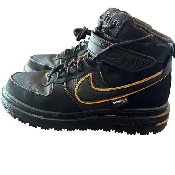 Nike Air Force 1 Boot Cordura Black Wheat High Top Sneakers Shoes Sz 9