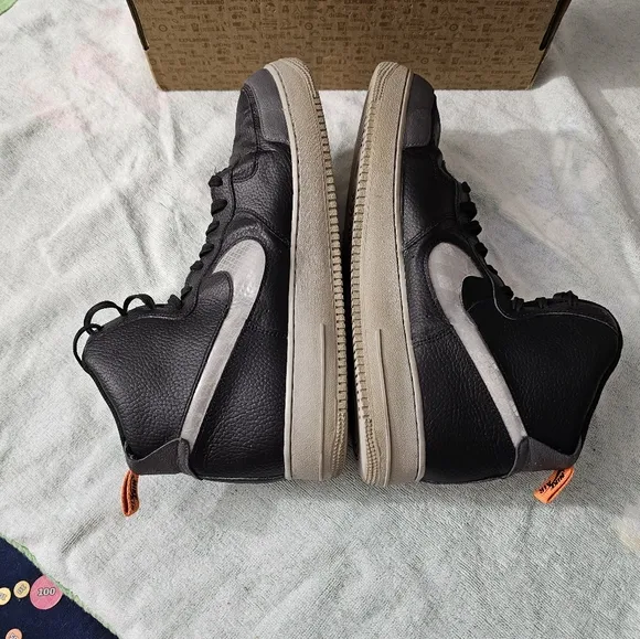 Nike Air Force 1 High Under Construction, Black/Wolf Grey-Pure Platinum, Size 14