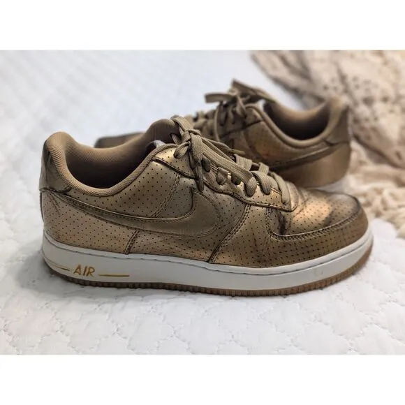 Nike Air Force 1 Low '07 LV8 Metallic Gold Mens Low-Top Sneakers Size 8