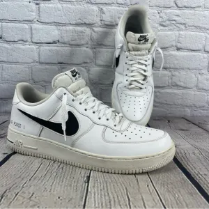Nike Air Force 1 Low Cut Out Swoosh Mens Size 12 Shoes Sneakers White CZ7377-100