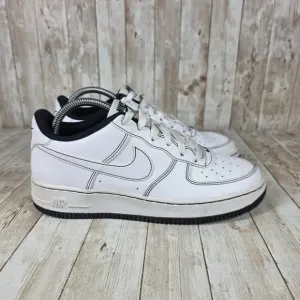 Nike Air Force 1 Low Top Sneakers Contrast Stitch White Black 7Y‎ womens 8.5