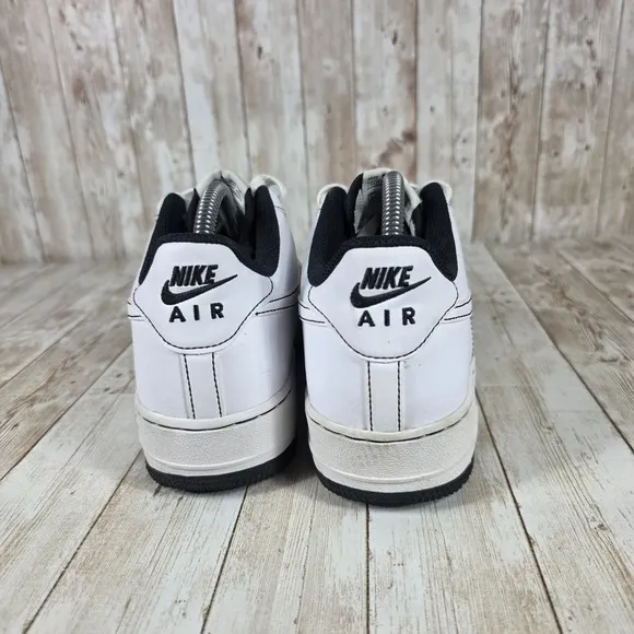 Nike Air Force 1 Low Top Sneakers Contrast Stitch White Black 7Y‎ womens 8.5