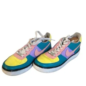 Nike Air Force 1 Low Triple White GS 314192-117 Size 7Y/ hand painted shoes ^..