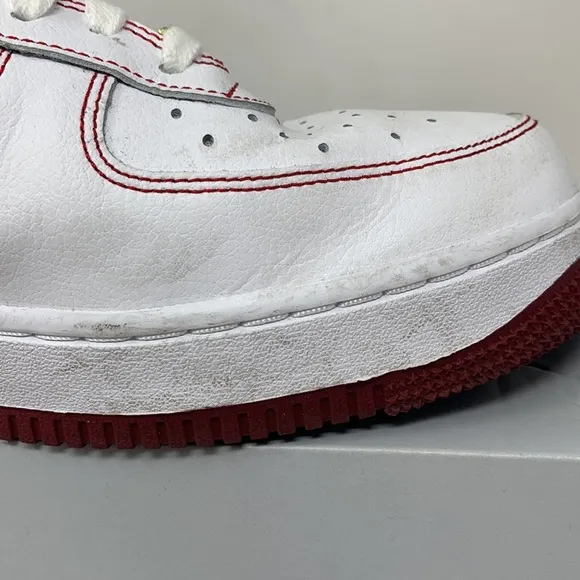 Nike Air Force 1 White leather University Red swoosh sneakers shoes low top 12
