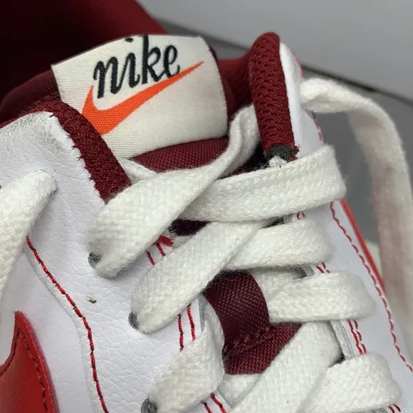 Nike Air Force 1 White leather University Red swoosh sneakers shoes low top 12