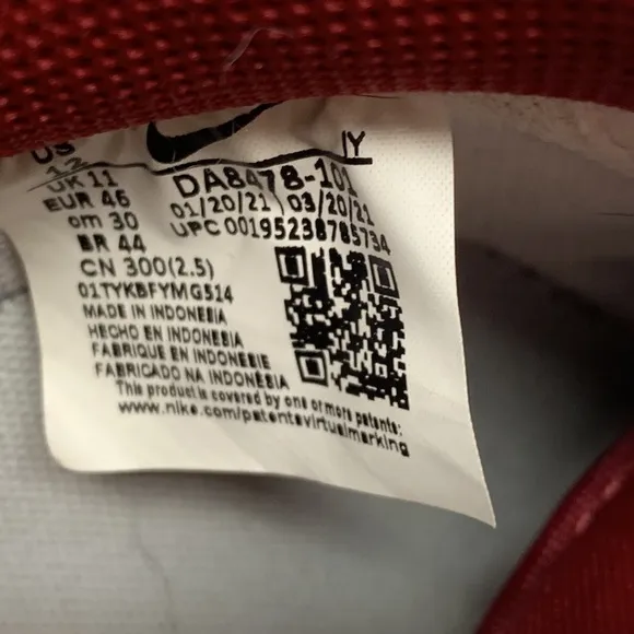 Nike Air Force 1 White leather University Red swoosh sneakers shoes low top 12