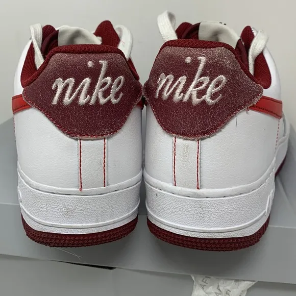 Nike Air Force 1 White leather University Red swoosh sneakers shoes low top 12