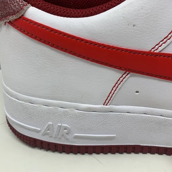 Nike Air Force 1 White leather University Red swoosh sneakers shoes low top 12