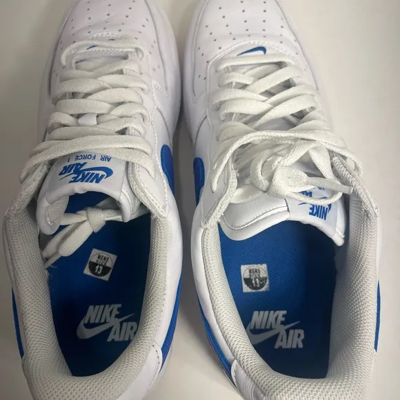 Nike Air Force 1'07 Low Men's Shoes White/Royal Blue DJ3911-101 Used Size 13